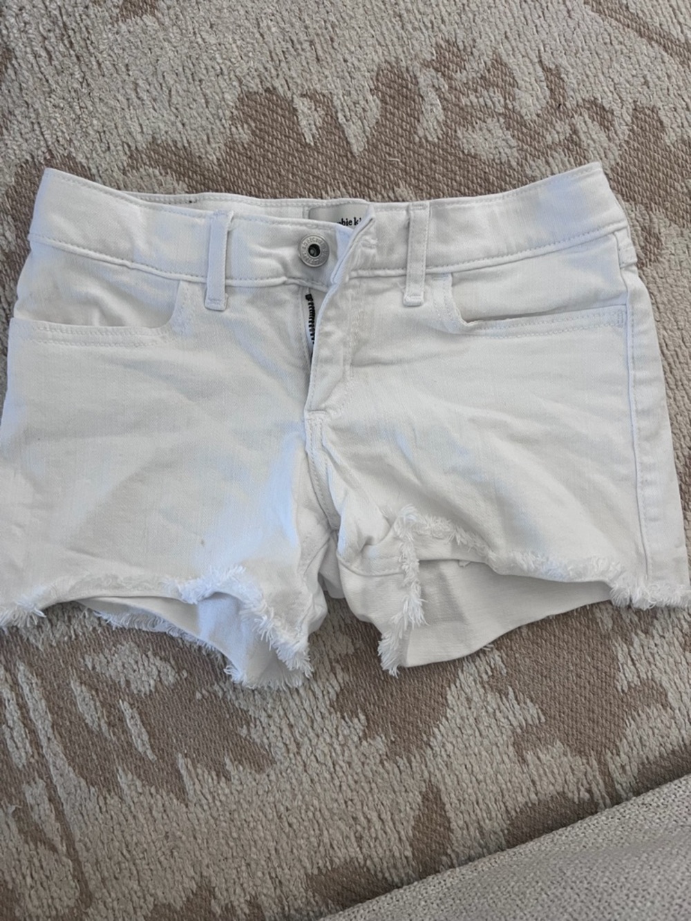 abercrombie kids White Frayed Hem Denim Shorts